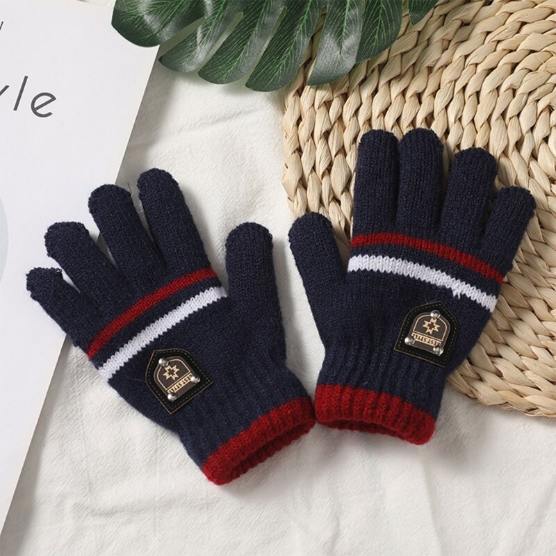 1 Pair Winter Warm Gloves Full Fingers Gloves Mittens for Boy Girl Outdoors