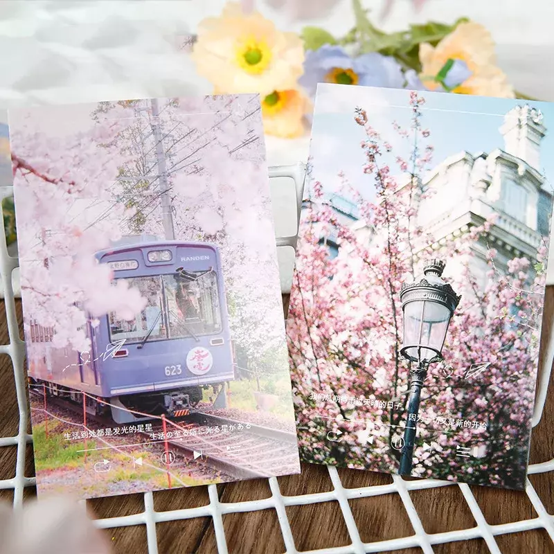 30pcs/case Silver Bronzing Postcard Fresh INS Japan Landscape Blessing Cards City Without Owner Letter Card