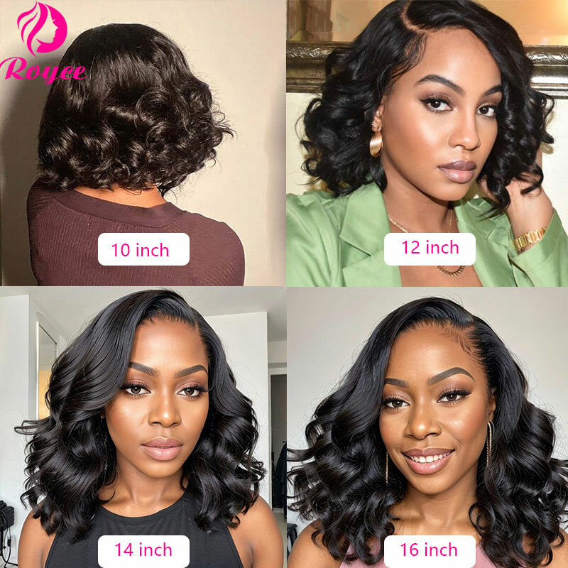 220 Density Loose Wave Short Bob Human Hair Wigs For Women 13x4 Transparent Lace Front Wigs Remy Loose Curly 4X4 Soft Bob Wig
