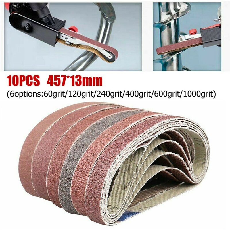 10pcs 457x13mm Abrasive Bands Sanding Screen Belt Sanding Polisher Paper 60-1000Grit Abrasive Belt For Metal Plastic Wood