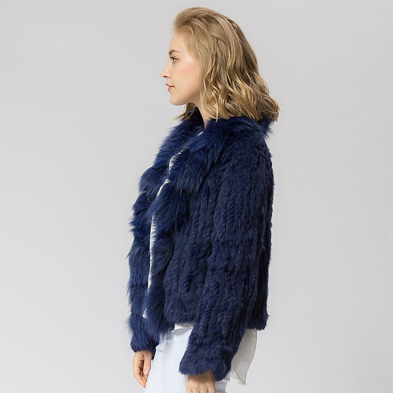 CR072ถักกระต่าย Fur Coat แจ็คเก็ต Overcoat Fox ขนสัตว์รัสเซียผู้หญิงฤดูหนาวหนาอบอุ่นขนสัตว์แท้เสื้อ