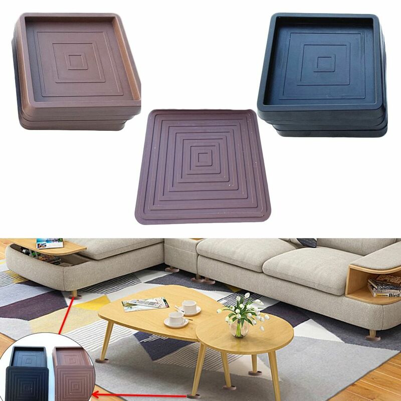 4 Stück quadratische Möbel Untersetzer bequeme rutsch feste Gummi gieß becher 2.5/3,5 Zoll Schutz matte Couch/Stuhl/Betts topper