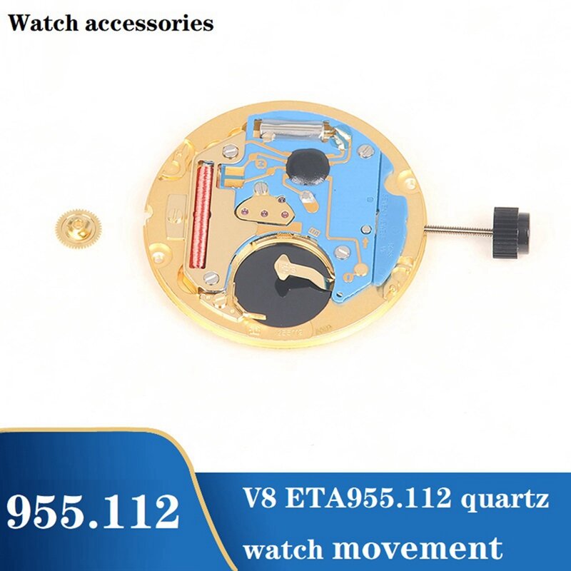 Movimento do relógio mecânico com placa de calendário, alta precisão, quartzo, 955112, V8, ETA955.112, 955112