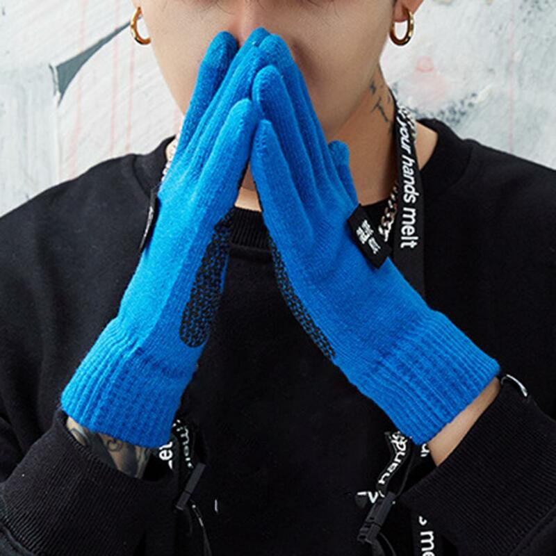 Guantes de invierno a la moda, cómodos guantes gruesos de invierno de tres dedos para pantalla táctil, guantes suaves de dedo completo para uso diario