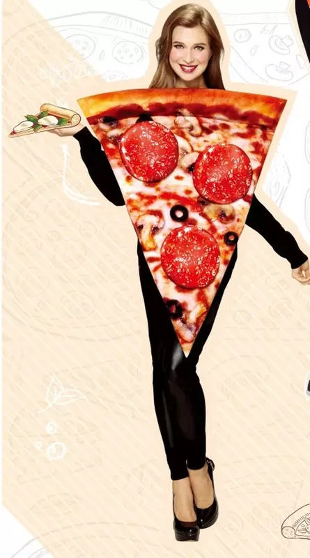 Costume de pizza cosplay amusant pour adultes et enfants, nourriture, vêtements de fête, accessoires de performance d'Halloween