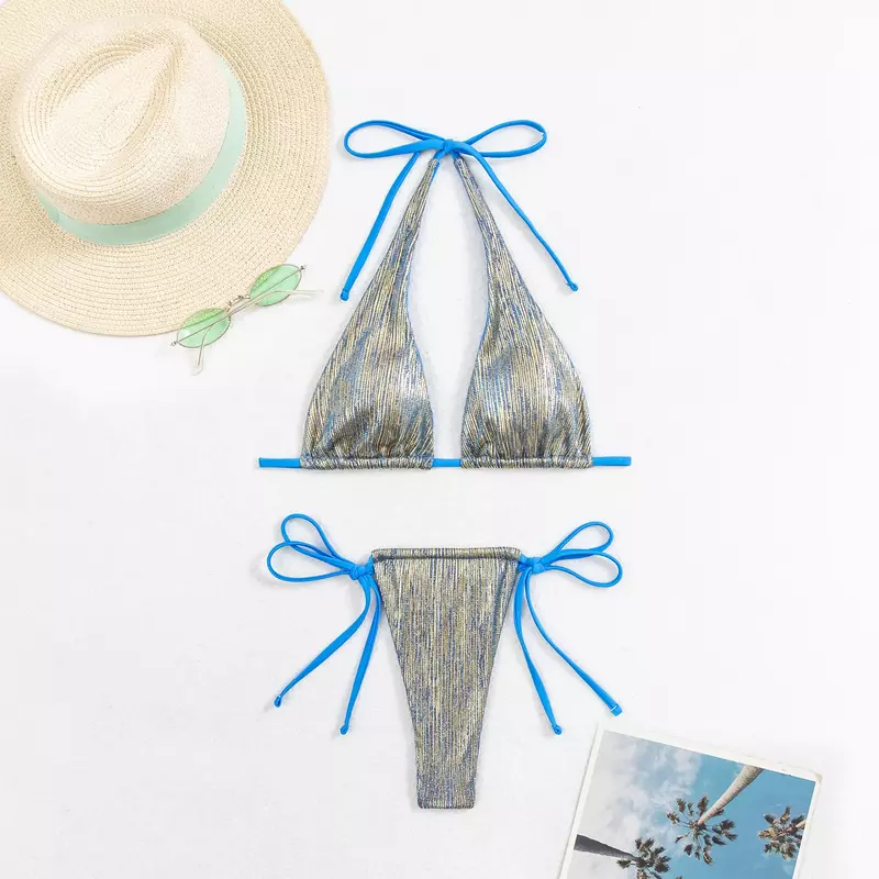 Seksowne Bikini nowy 2024 strój kąpielowy damski strój kąpielowy Halter Bikini zestaw trójkątny kostiumy kąpielowe stringi stroje plażowe Micro swimować?