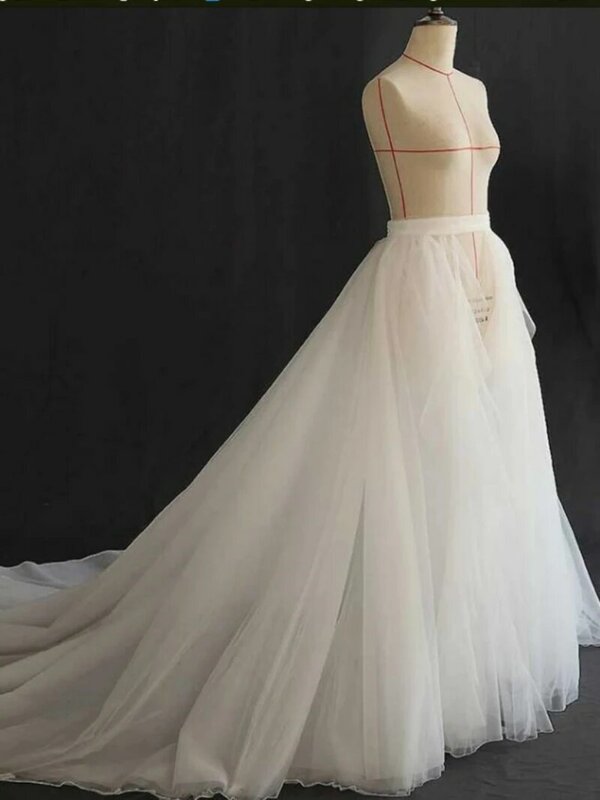 Hot new dostosuj Overskirt bride spódnica w 6 warstwach suknie ślubne do personalizacji odpinany pociąg do ślubu w stylu wiktoriańskim