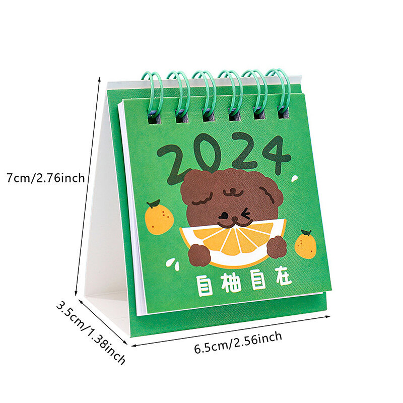 1 buah 2024 Mini lucu kalender meja penjadwal harian kalender berdiri perencana ornamen Desktop hadiah tamu perlengkapan kantor