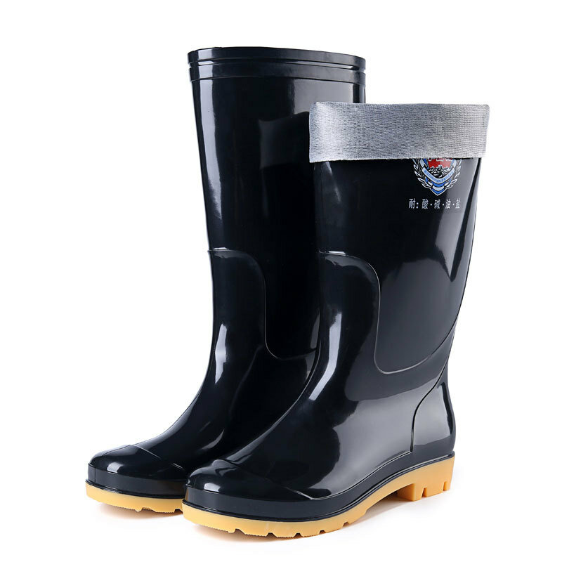 Botas de chuva alta para prevenção de inundações masculinas, Três sapatos longos de chuva, Sapatos De Borracha De Proteção Laboral, Alívio
