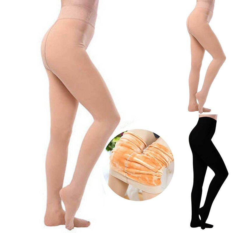 Frauen Fleece dicke Leggings realistische Hautton Hosen elastische hohe Taille schlanke Hose Bauch Kontrolle Hose Leggings Hosen