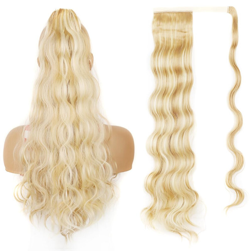 Ponytail Hair Extensions Heat Resistant Long Wavy Hairpiece Wrapped Synthetic Wigs for Women Glueless Pelucas Para Mujer