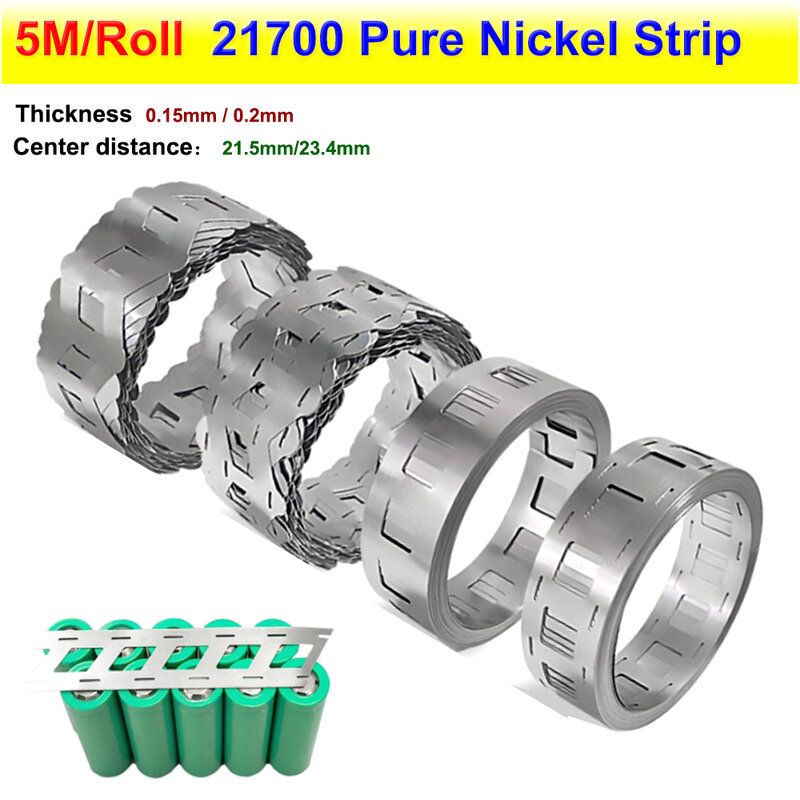 5M 21700 Pure Nickel Strip 0.15/0.2mm Center Distance 21.5/23.4mm Oblique W-type Pure Nickel Strip Spot Welding Lithium Batterys
