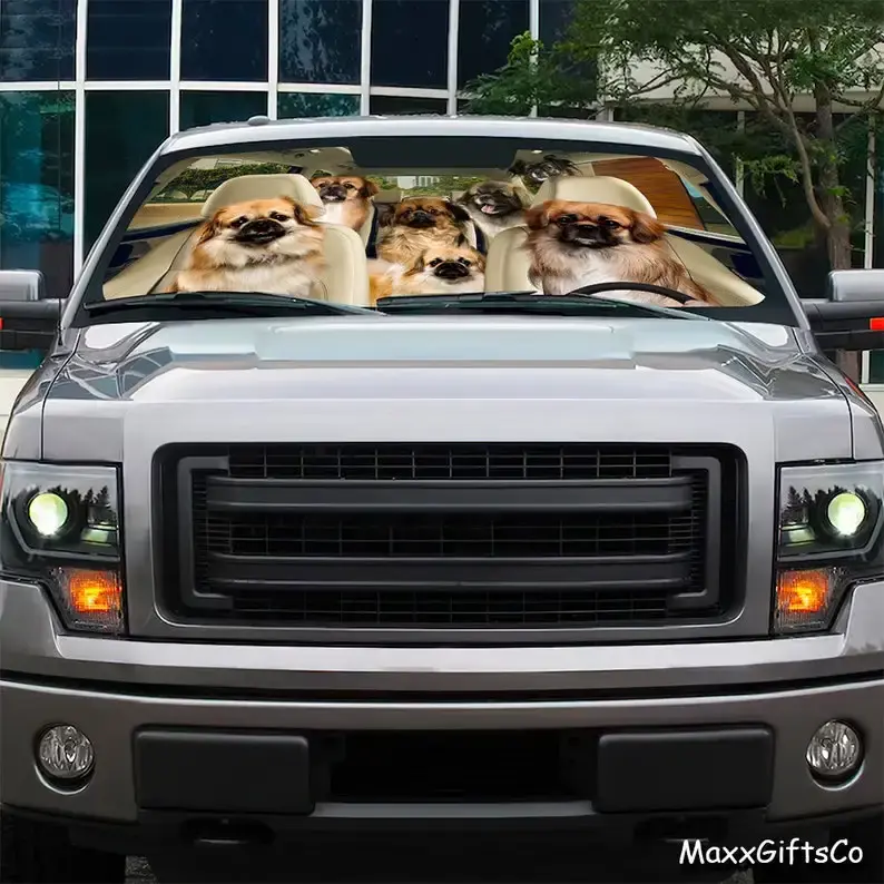 ที่บังแดดรถยนต์สไตล์ทิเบตกระจกหน้ารถสุนัขร่มกันแดดของครอบครัวอุปกรณ์เสริมรถยนต์สุนัข hiasan mobil ของขวัญสำหรับพ่อแม่