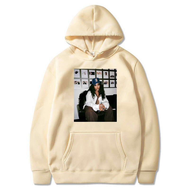 Rapper SZA Mugshot Graphic Print Hoodie Men Women's Hip Hop Vintage Oversized Sweatshirt Tops Male Casual Fleece Cotton Hoodies