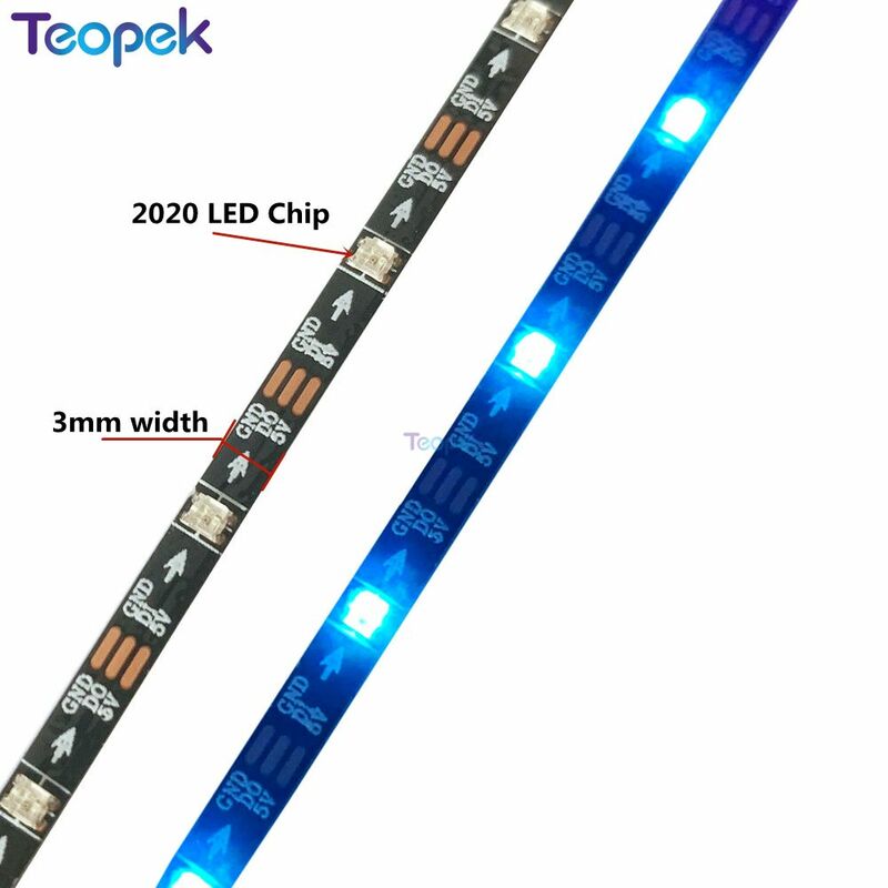 3Mm/4Mm/5Mm PCB Lebar Sempit WS2812B Strip LED Piksel Jalur Piksel RGB Yang Dapat Dialamatkan Secara Individual 5V 60Leds/M