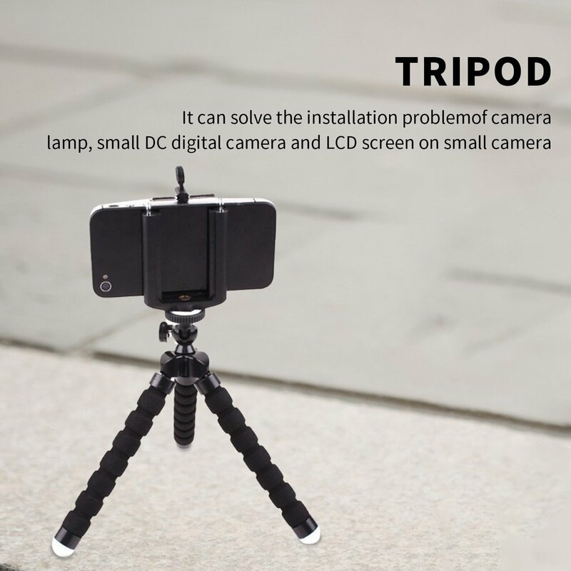 Mini tripé flexível com obturador remoto para iphone e mini câmera, com clipe
