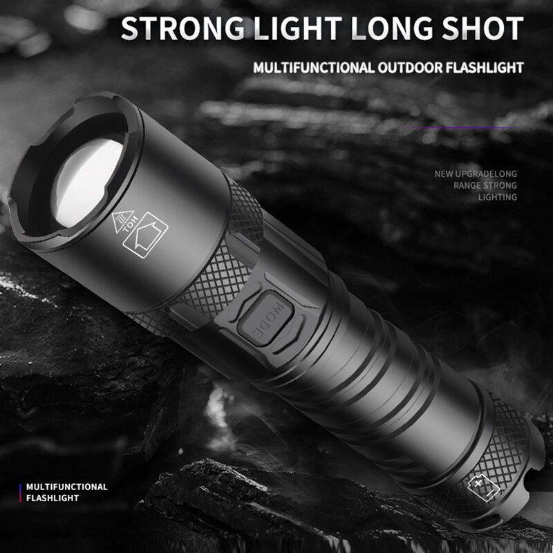 USB Recarregável Lanterna LED, Tocha Luz, alta Potência, Lanterna Tática, Long Shot Lamp Mão, Mais Novo, Mais Poderoso, Tiki