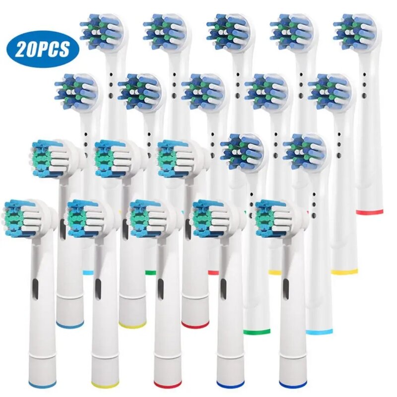 20pcs Electric Toothbrush Heads Compatible with Oral B Braun 12 Cross Action 8 Precision Clean Replacement heads for Oral B