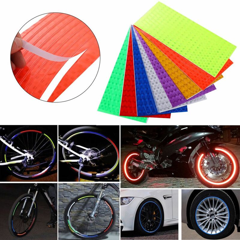 Pegatinas reflectantes para llanta de rueda de bicicleta, calcomanía fluorescente impermeable para coche y motocicleta, accesorios de estilo de advertencia, 1 ud.