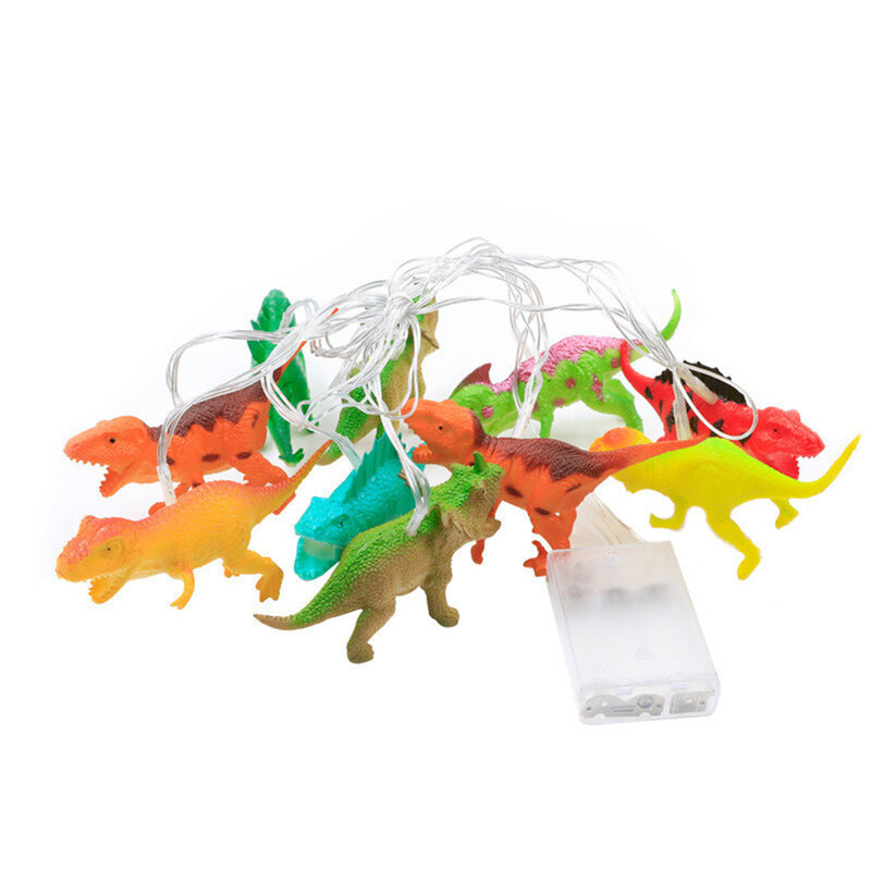 Luzes de corda de dinossauro criativas para crianças, luz de fadas, guirlanda, presente de Natal, festa de quarto, 10 LED