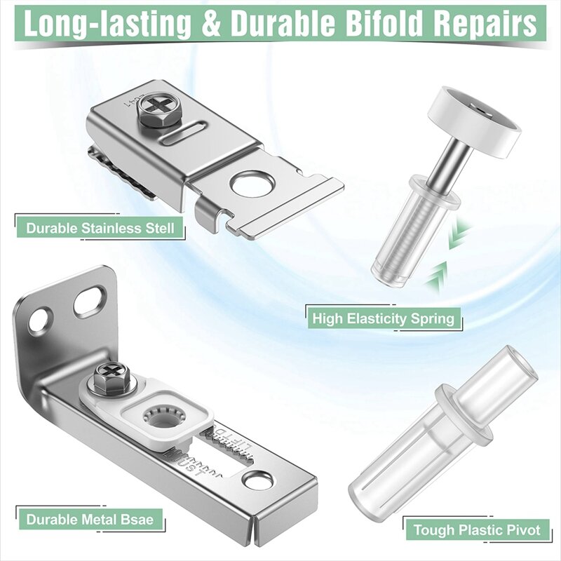 Bi-Fold Door Hardware Repair Kit, Folding Pocket Door, Peças de Reposição, Acessórios, Hardware Kit para 2.22in a 2.54in Track