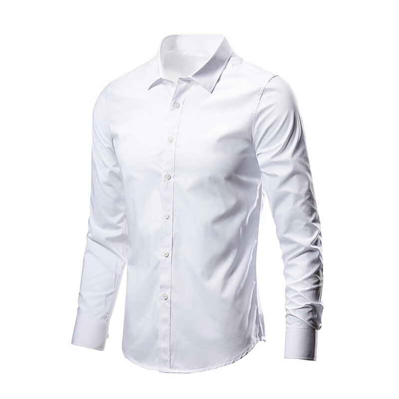 Мужская классическая приталенная рубашка, деловая рубашка с длинными рукавами и немнущимися пуговицами, Осень-зима 2023