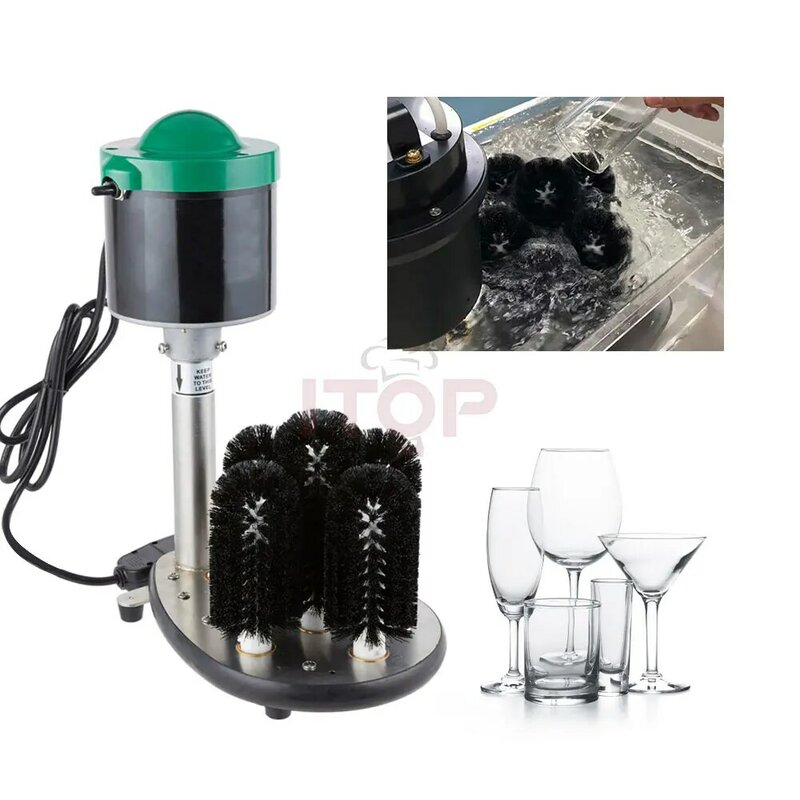 Countertop Glass Brush Washer Cleaner  Small Drinking Glass Bottle Cup Dish Brush Washer Rinser Machine 240W Glassware Washer