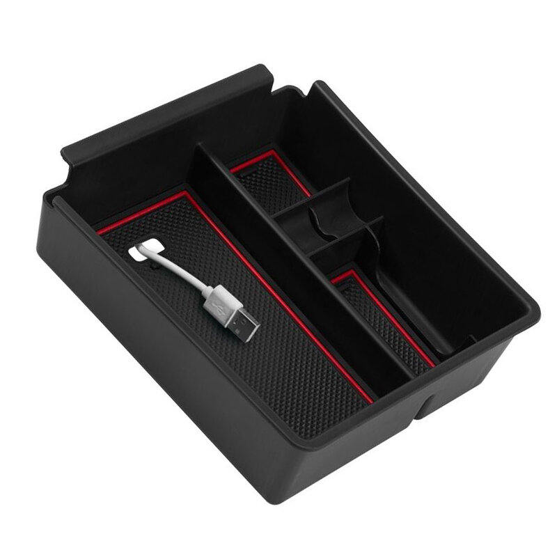 자동차 중앙 콘솔 팔걸이 보관 트레이 박스, 빨간색 테두리 패드, 현대 투싼 NX4 2022 적합, 2021 신제품
