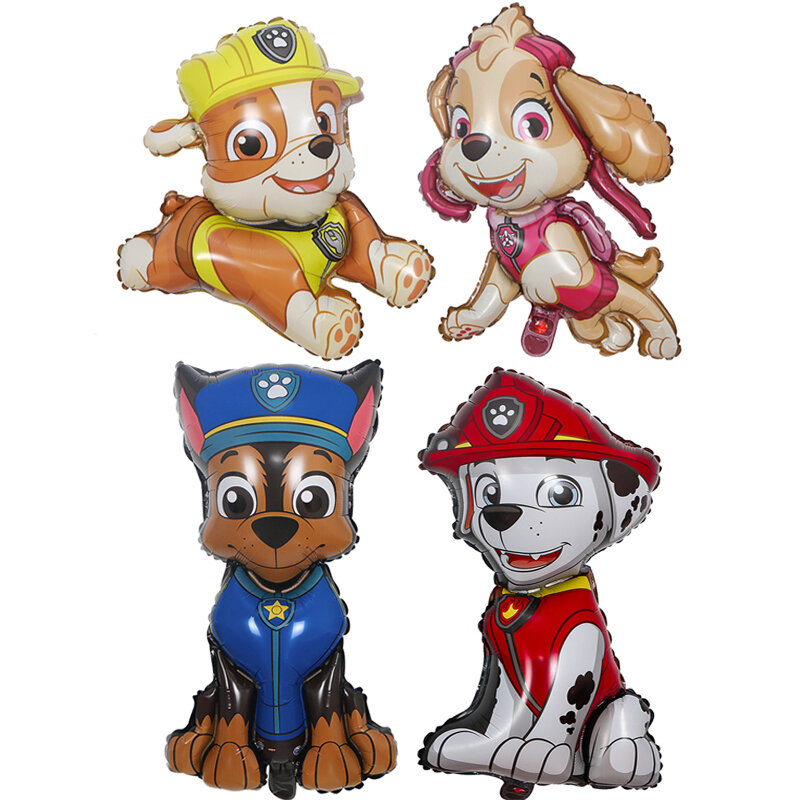 4pcs Paw Patrol Themed Balloon Party Decoration Supplies Rescue Dog Chase Rubble Aluminum Foil Balloon Childrens Birthday Gift