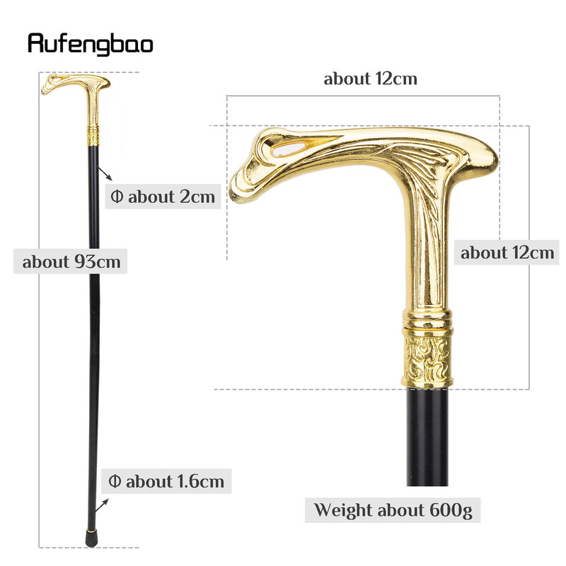 Gold Luxury Flow Line Type Single Joint Walking Stick Decorative Cospaly Party Fashionable Walking Cane Halloween Crosier 93cm