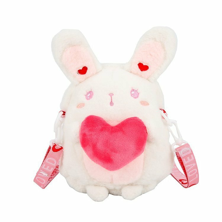 Kawaii Doll Plush Rabbit Crossbody Bag Plush Soft Cartoon Rabbit Messenger Bag Plush Fur Cartoon Bolsas De Mujer Bags for Women