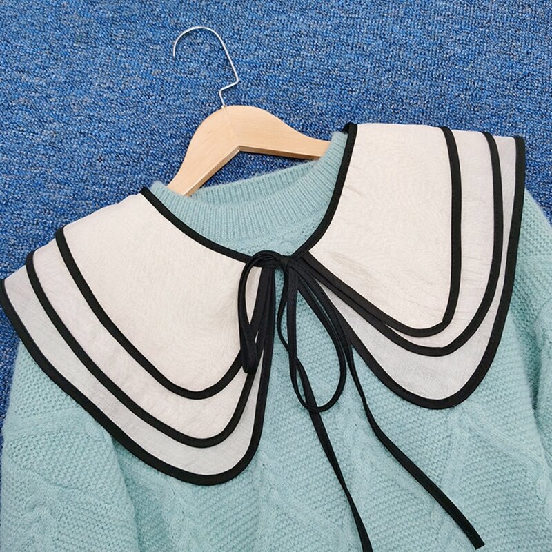 Casual Decorative Collars Detachable Dickey Collar Blouse Half Shirt for Doll Shawl Lace-Up Bowknot Scarf Capelet for Wo