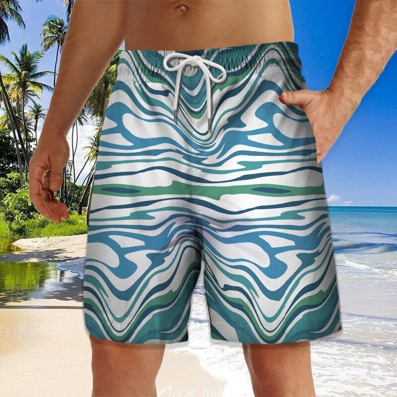 Pantaloncini da spiaggia larghi da uomo corda pantaloncini da albero di cocco ad asciugatura rapida in primavera e in estate stampa 3D da uomo Casual oversize sport Sho