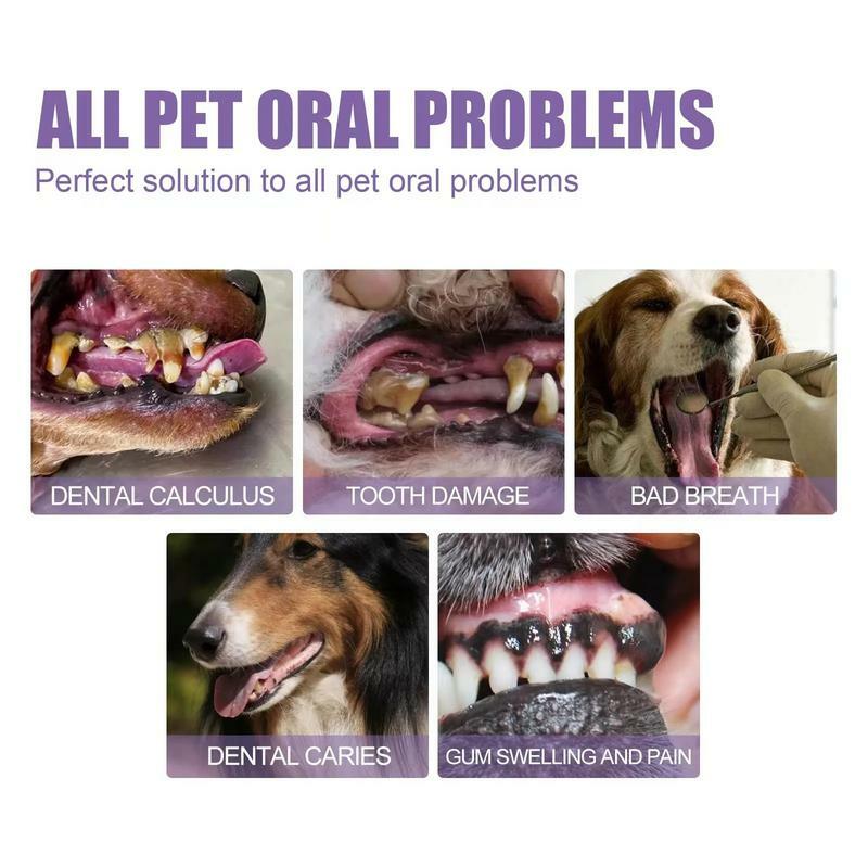 Pena pemutih gigi pembersih gigi hewan peliharaan, cocok untuk anjing dan kucing menghilangkan bau mulut hewan peliharaan perlengkapan perbaikan gigi hewan peliharaan