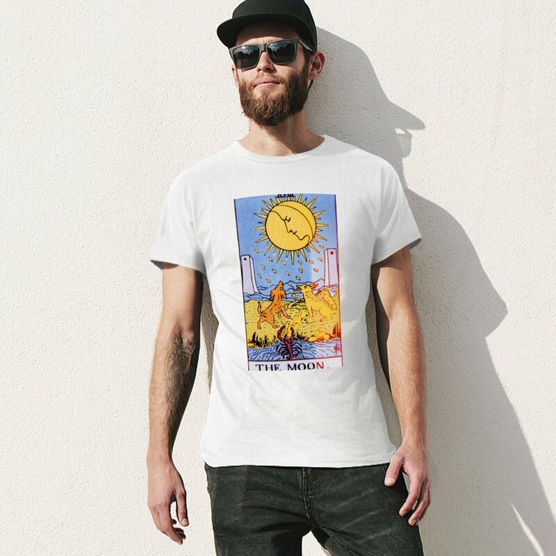 Camiseta de Tarot The Moon para hombre, camisa de secado rápido con estampado de animales, funnys, de peso pesado