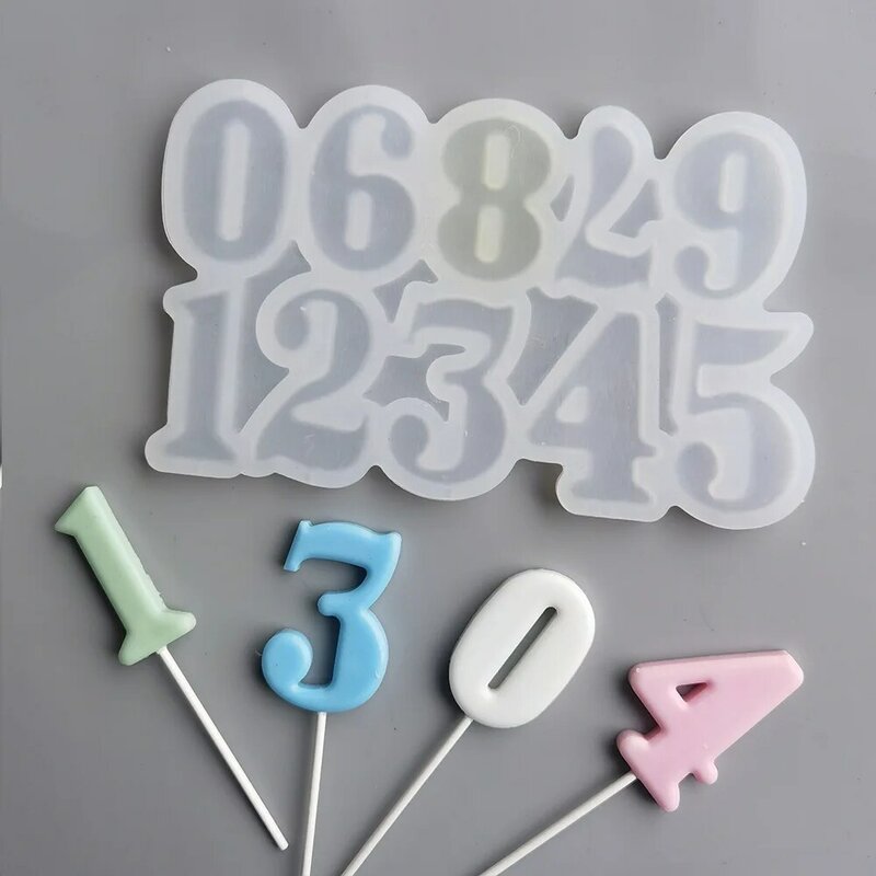 数字の形をしたシリコンベーキングモールド、ロリポップモデリング、チョコレート、キャンディーモールド、誕生日ケーキの装飾、キッチンツール、DIY