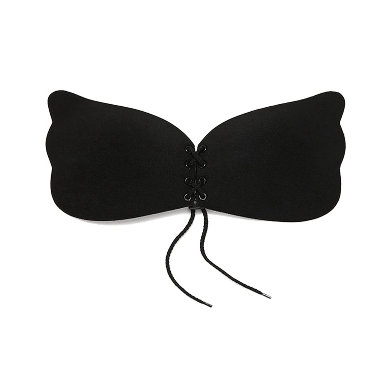 Sutiã de silicone pegajoso sem alças para mulheres, sutiã push up invisível, vestido sem encosto sexy, preto tamanho B