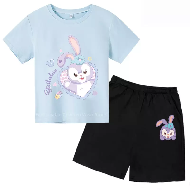 Conjunto de camiseta y pantalones cortos con estampado de Disney Star Dai Lou, ropa de algodón para niños, moda coreana informal para exteriores, Verano