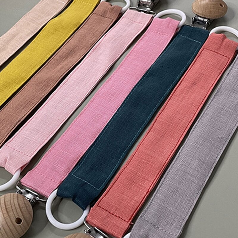 1pc Cotton Linen Baby Pacifier Clips Chain BPA Free Newborn Wooden Appease Soother Clip Rodent Nipples Holder Dummy Holder