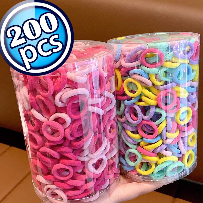 Coleteros elásticos de nailon para niña y mujer, cintas de goma para el pelo, accesorios para el cabello, 100/200 piezas