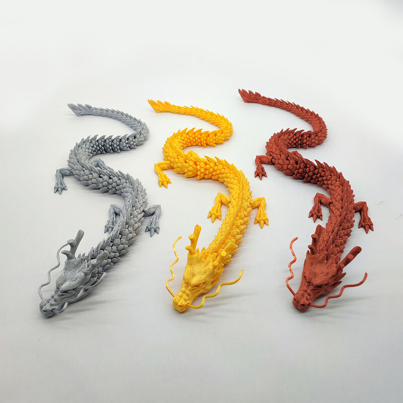Dragon chinois Shenlong imprimé en 3D, artisanat ornemental, modèle de dragon mobile, joint de jouet, décoration de bureau à domicile, cadeaux de décoration, 60 cm, 45 cm, 30cm
