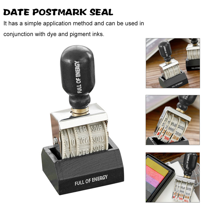 Date Postmark Stamp Scrapbooking Wooden Knobs Seal Iron Portable Office Letter Stamps