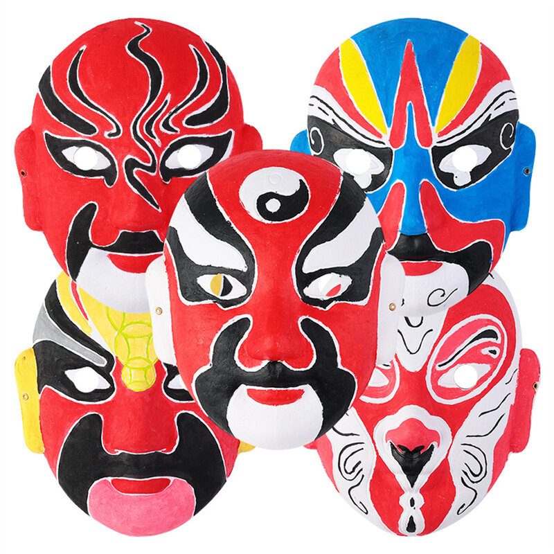 Peking Oper Voll gesichts maske weißes Papier Maskerade Maske DIY handgemalte Maske leere einfache Maske für lustige Party Halloween Party