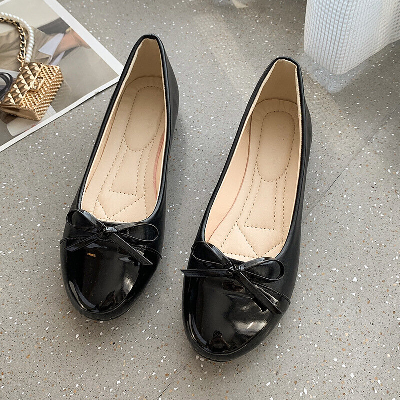 Fashion Ballerina Flat Round Toe Shoes For Woman Comfortable Slip-on Bow-knot Shoes Ladies Mother Shoes Zapatillas Mujer Loafers
