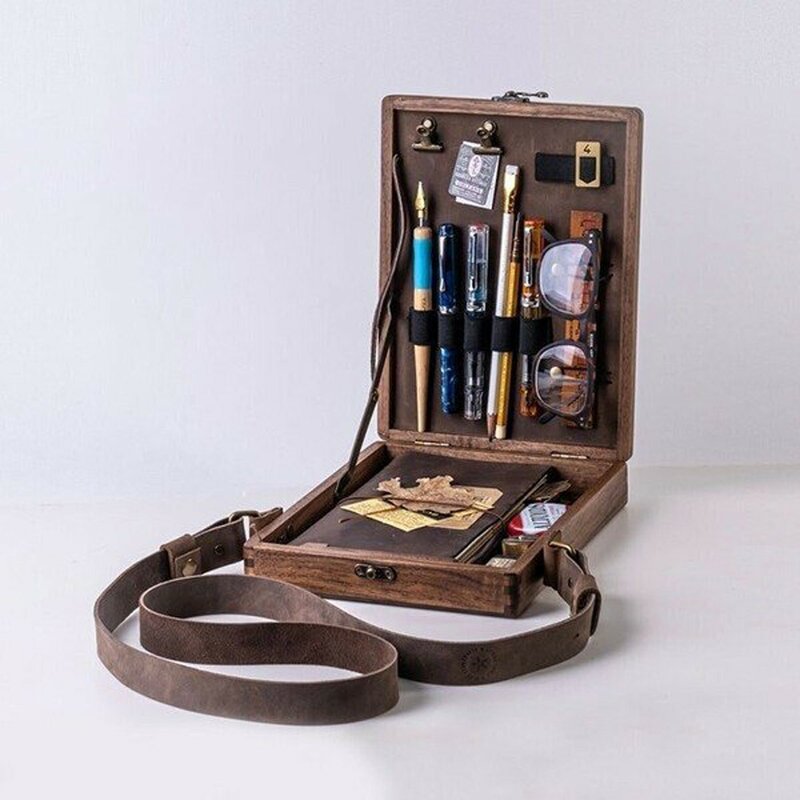 A5 borsa per artisti in legno Writers scatola di legno borsa a tracolla di tendenza retrò valigetta per esterni forniture artistiche scatola decorazioni per la casa borse regalo d'arte