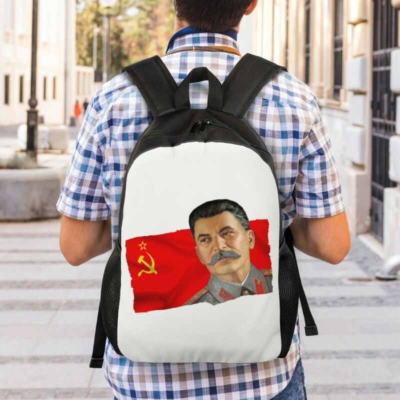 Mochila personalizada con la bandera de Stalin y URSS para mujeres y hombres, bolsa de libros para estudiantes universitarios, se adapta a portátiles de 15 pulgadas, bolsas de la Unión Soviética de Rusia