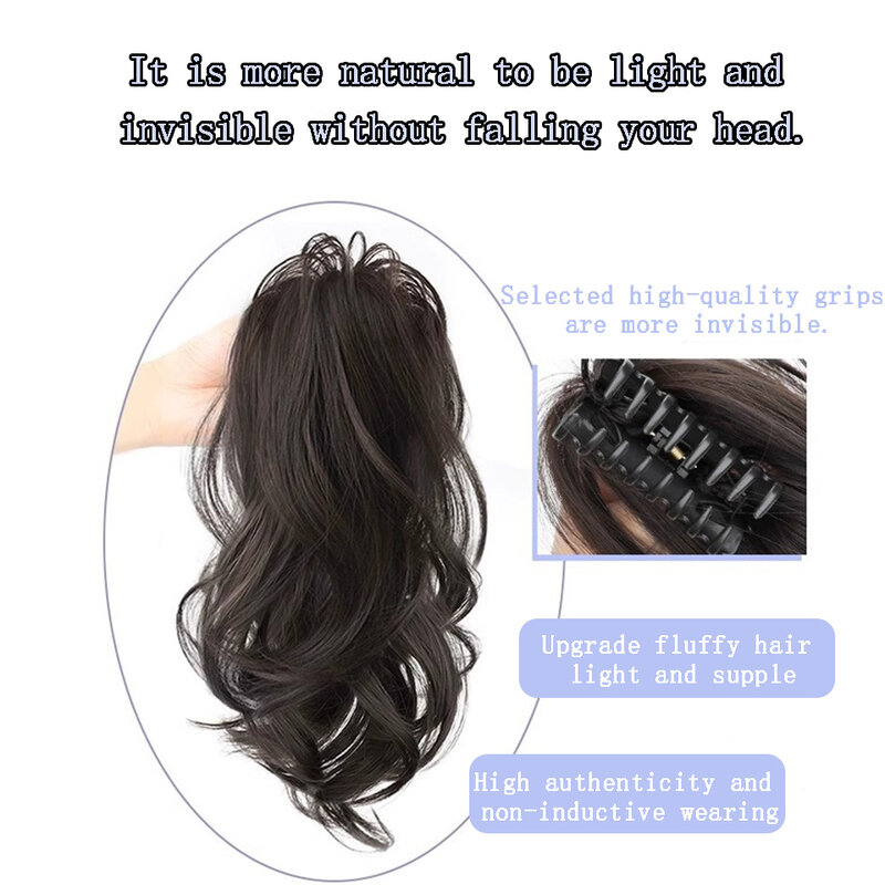 Synthetic Hight Ponytail Wig Ladies Sweet Waterfall Fountain Grip Style Half Tied High Ponytail Vitality Girl Fluffy Natural Wig