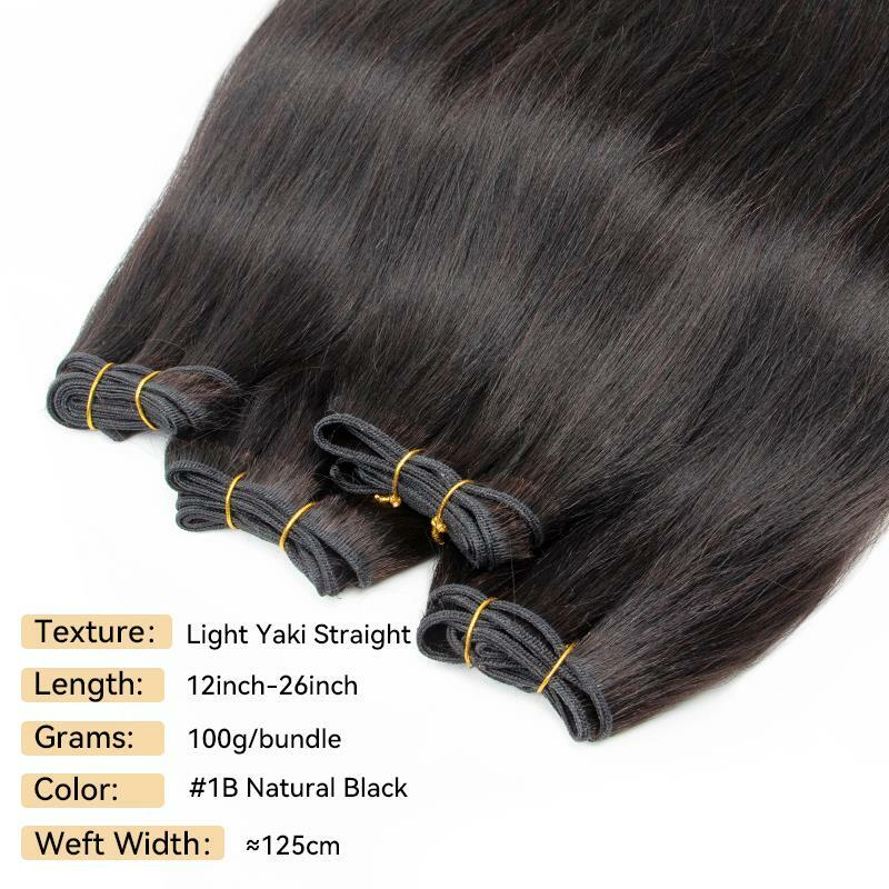 MRS HAIR светильник Yaki пряди человеческие волосы Yaki, прямые волосы пряди Remy с двойным переплетением, пушистые # 1B натуральные черные 26 дюймов 100 г