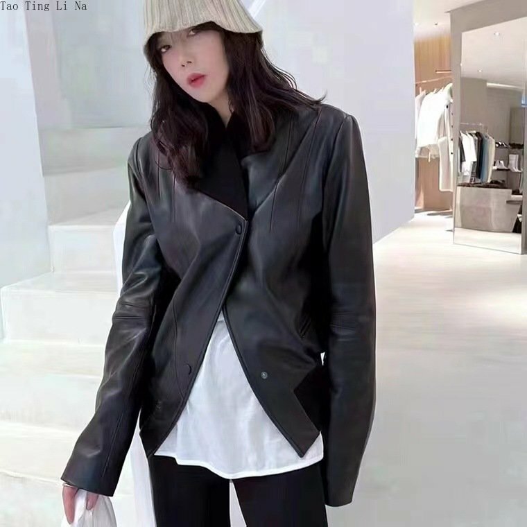 2023 moda feminina genuína jaqueta de couro de ovelha real casaco de couro de carneiro g6