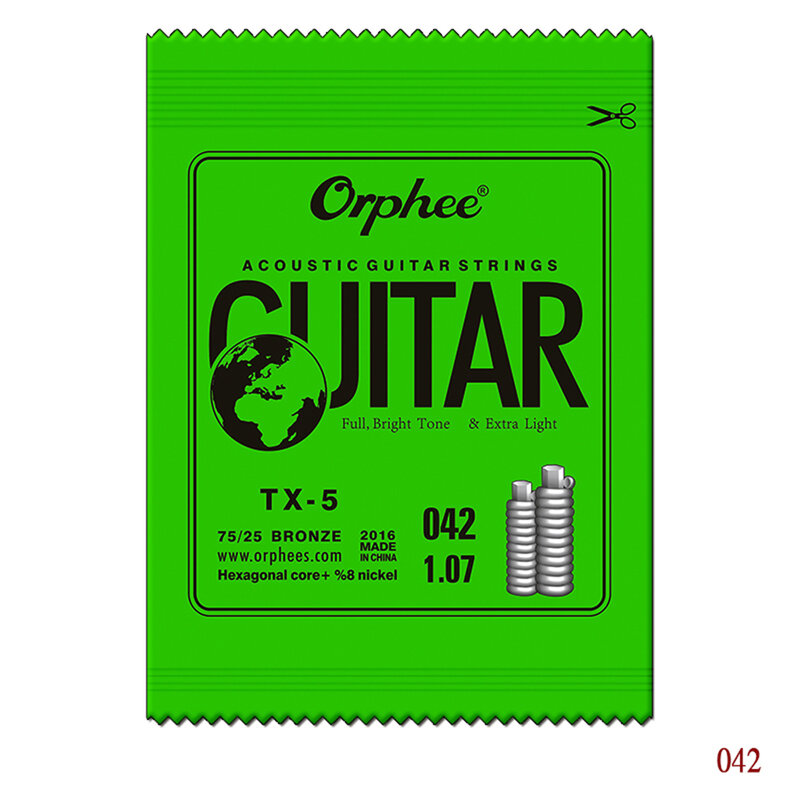 Orphee Acoustic Guitar Strings Single String EBGDA GaugeTX620 010 014 023 030 039 047 Hexagonal Carbon Steel & Nickel Alloy